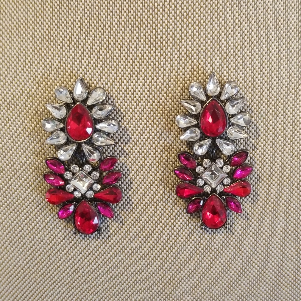 Beautiful red and pink statement earrings.